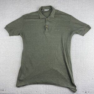 VTG Giorgio Armani Short Sleeve Knit Polo Shirt Men’s XL Green 100% Linen Read*